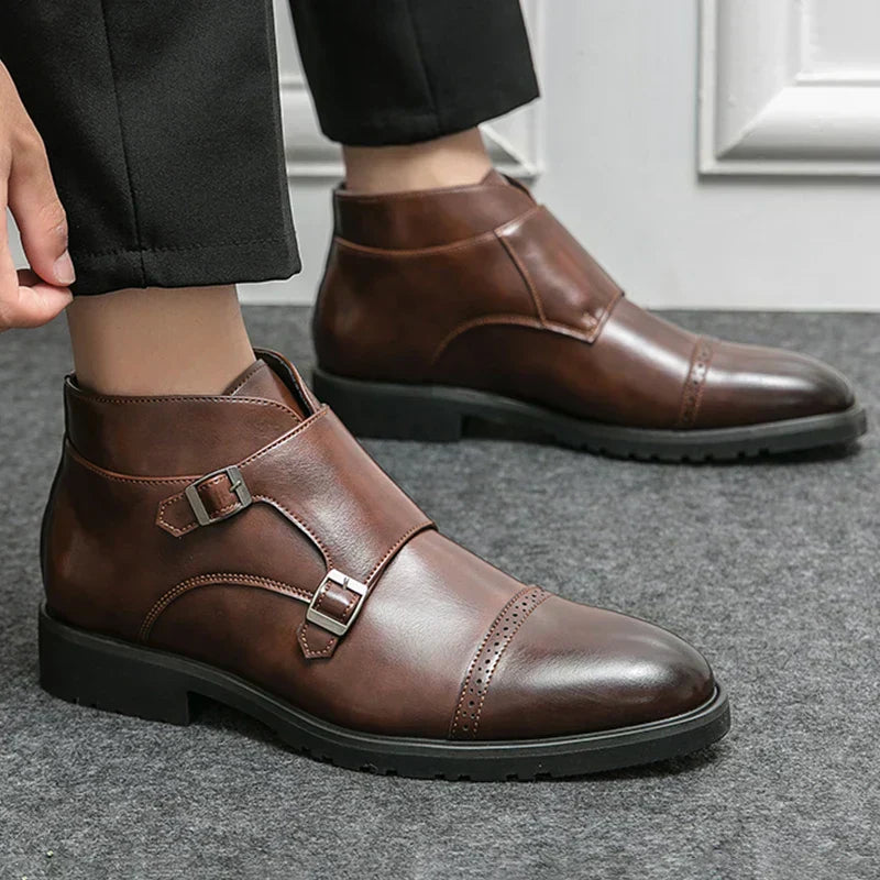Parker | Double Buckle Synthetic Leather Boots